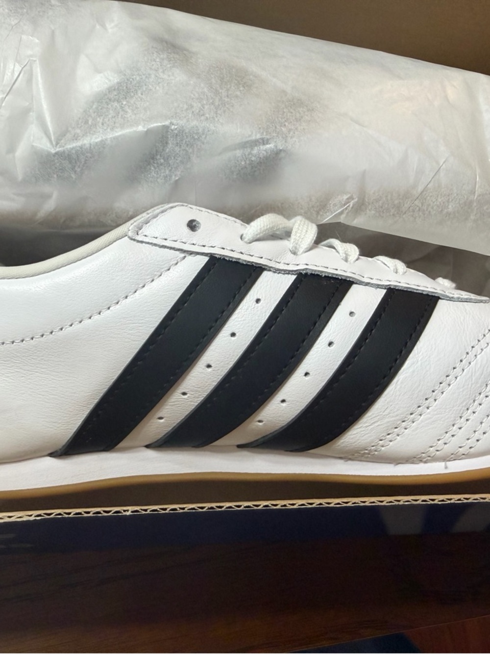adidas White and Black Women's Sneakers with Gum Sole - Picture 2 of 6